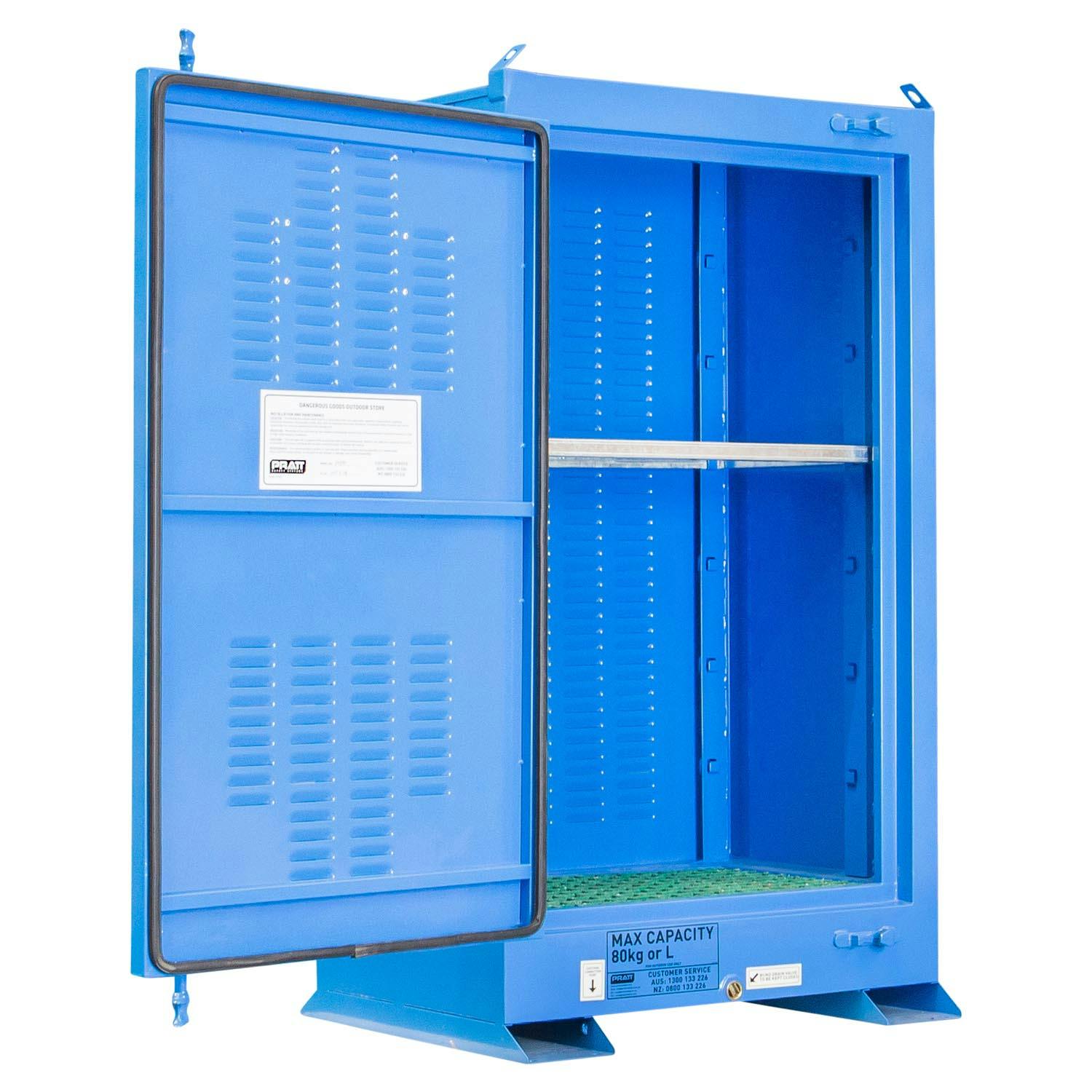 Pratt Dangerous Goods Outdoor Storage Cabinet:80L - 1 Door - 2 Shelves_1