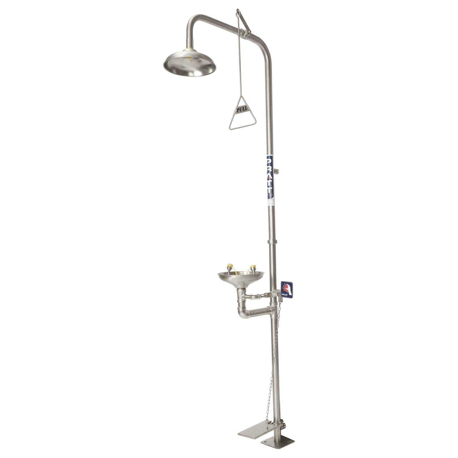 Pratt Combination 304Ss Shower With Eye Wash, Bowl And Foot Treadle
