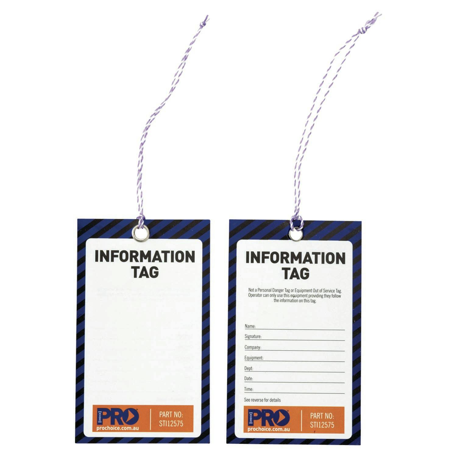 Pro Choice Safety Tag -125Mm X 75Mm Information (Blank)