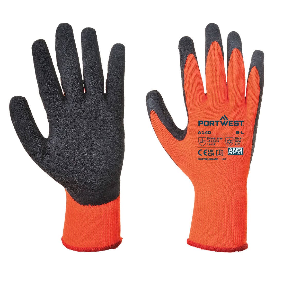 Portwest Thermal Grip Glove - Latex (Orange/Black)