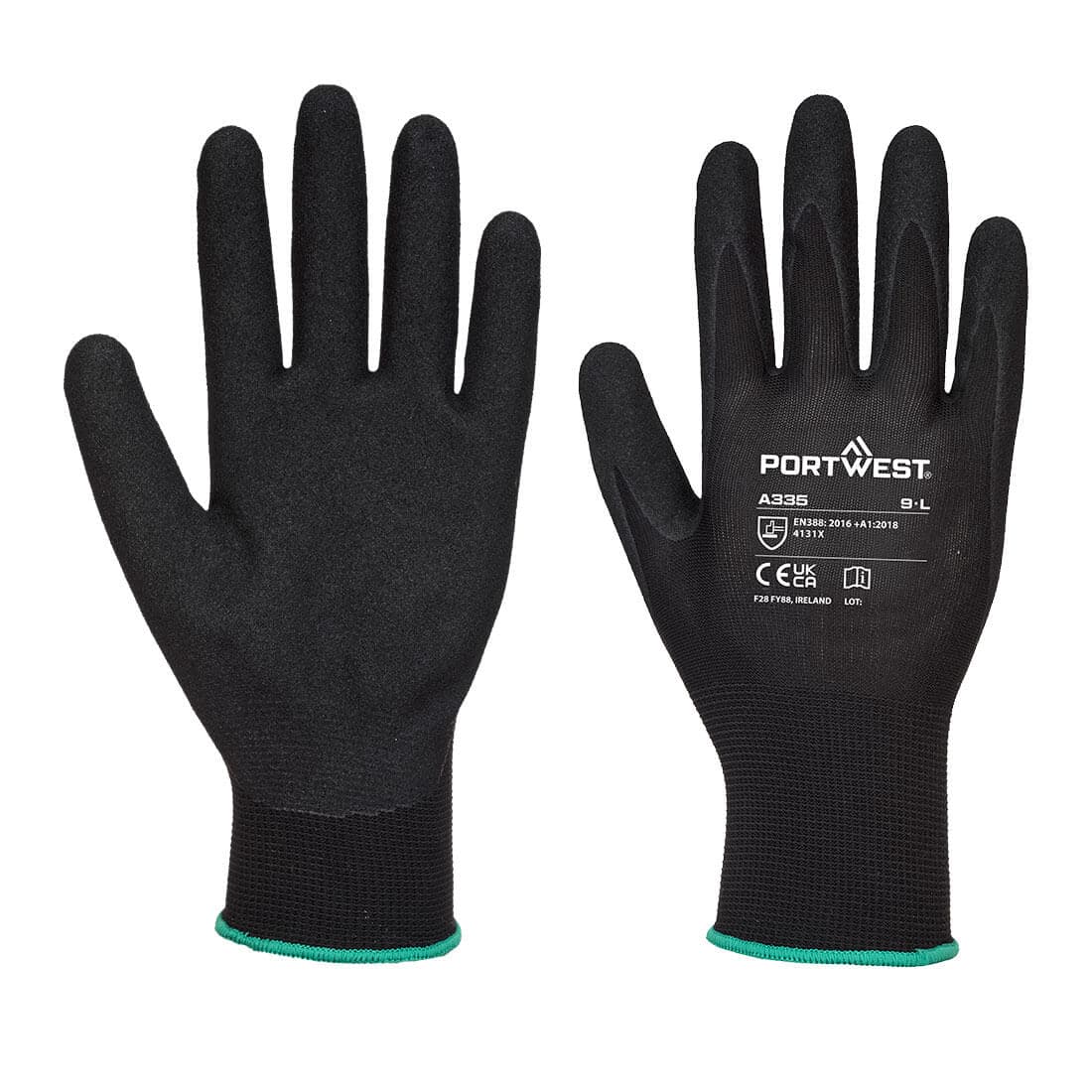 Portwest Dermi-Grip NPR15 Nitrile Sandy Glove (Black/Black)