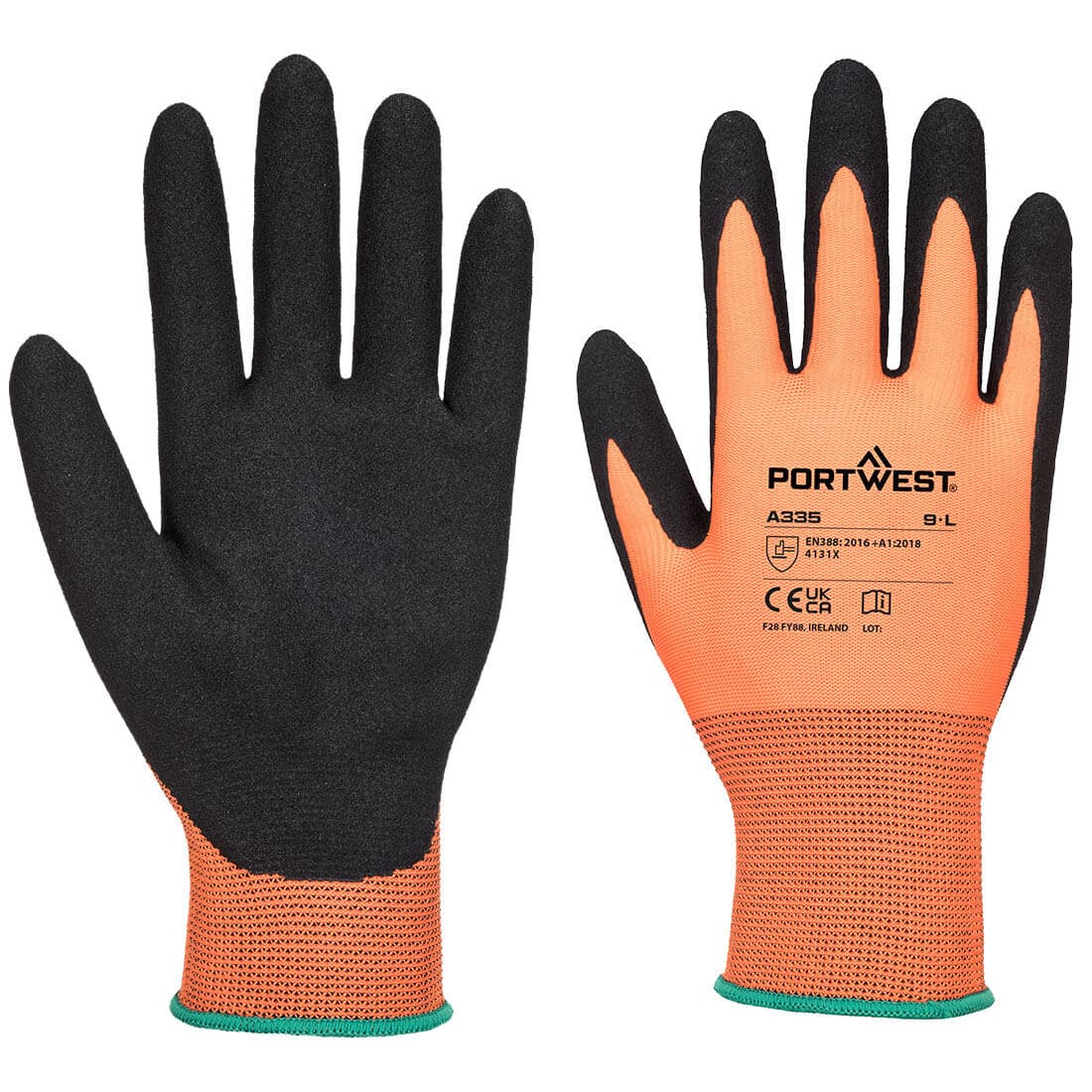 Portwest Dermi-Grip NPR15 Nitrile Sandy Glove (Orange/Black)