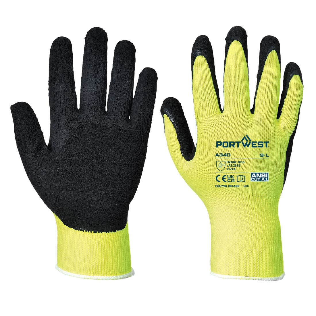 Portwest Hi-Vis Grip Glove - Latex (Yellow)