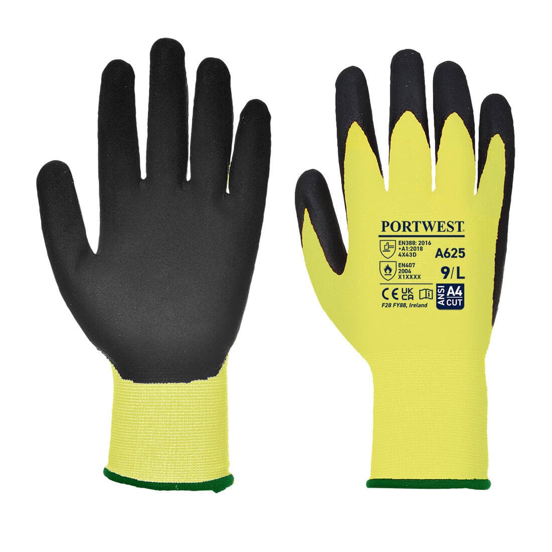 Portwest Vis-Tex Cut Resistant Glove - PU (Yellow/Black)