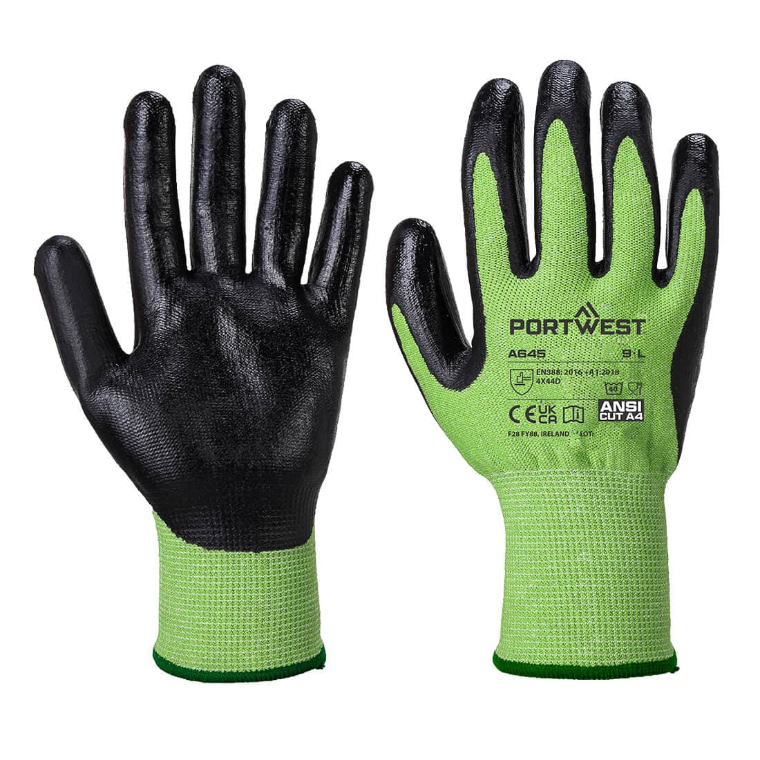 Portwest Green Cut Glove - Nitrile Foam  (Green/Black)