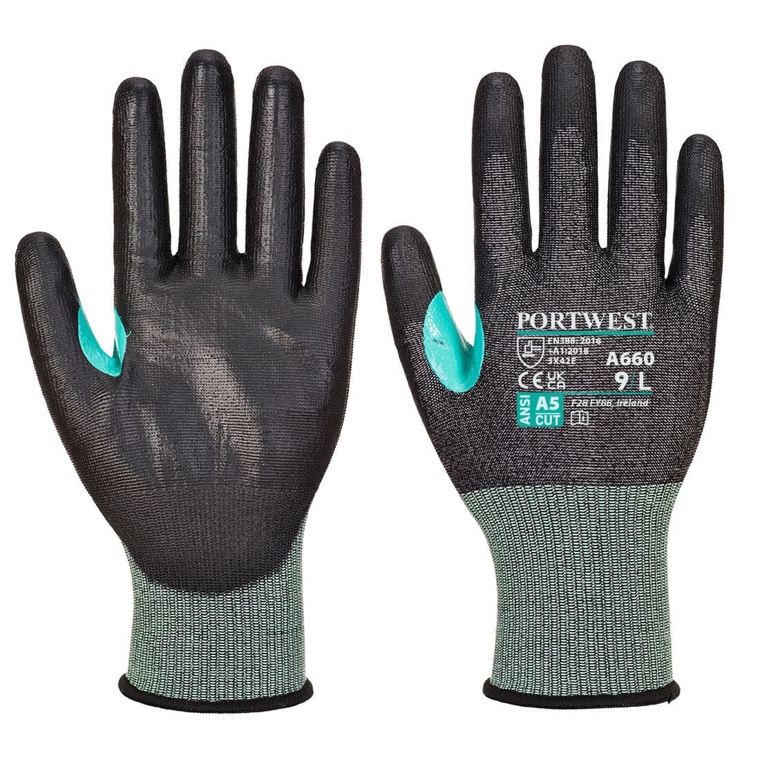 Portwest CS Cut E18 PU Glove (Black/Black)