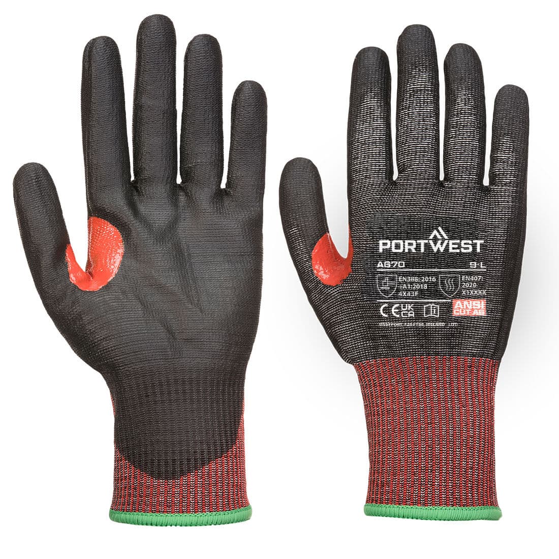 Portwest CS Cut F13 PU Glove (Black/Black)