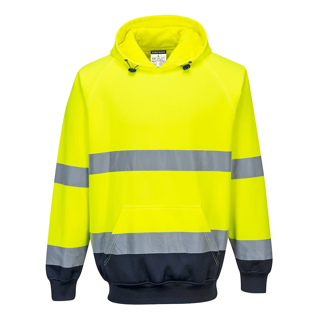 Portwest Hi-Vis Contrast Hoodie (Yellow/Navy)