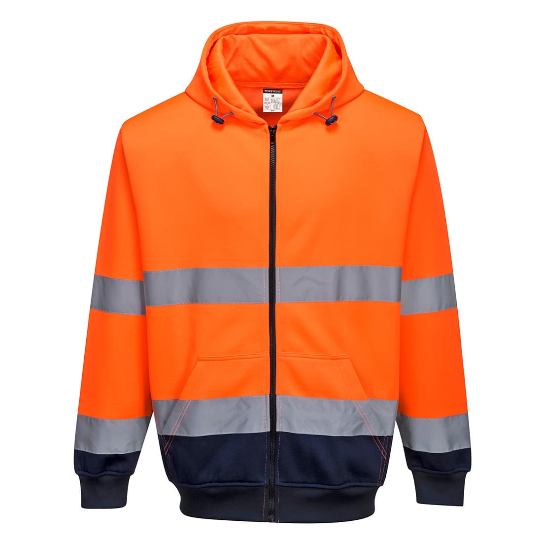 Portwest Hi-Vis Contrast Zipped Hoodie (Orange/Navy)