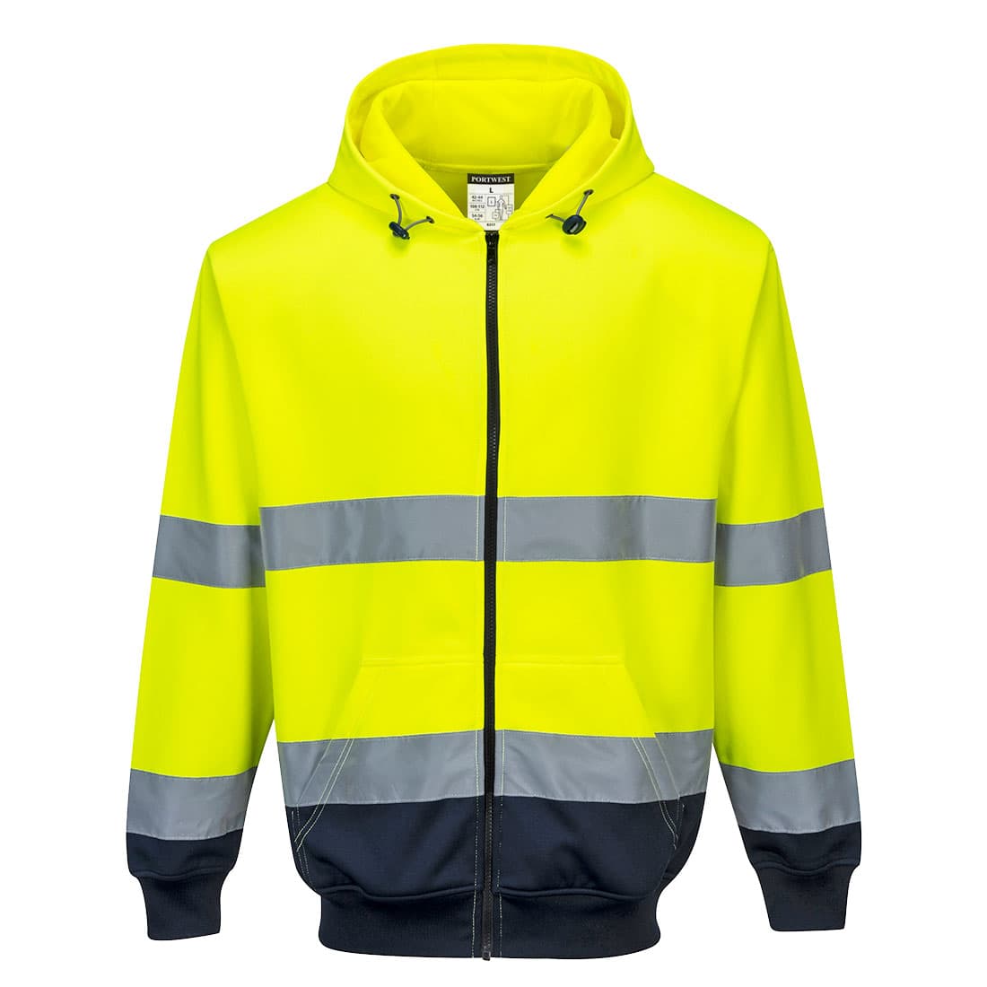 Portwest Hi-Vis Contrast Zipped Hoodie (Yellow/Navy)