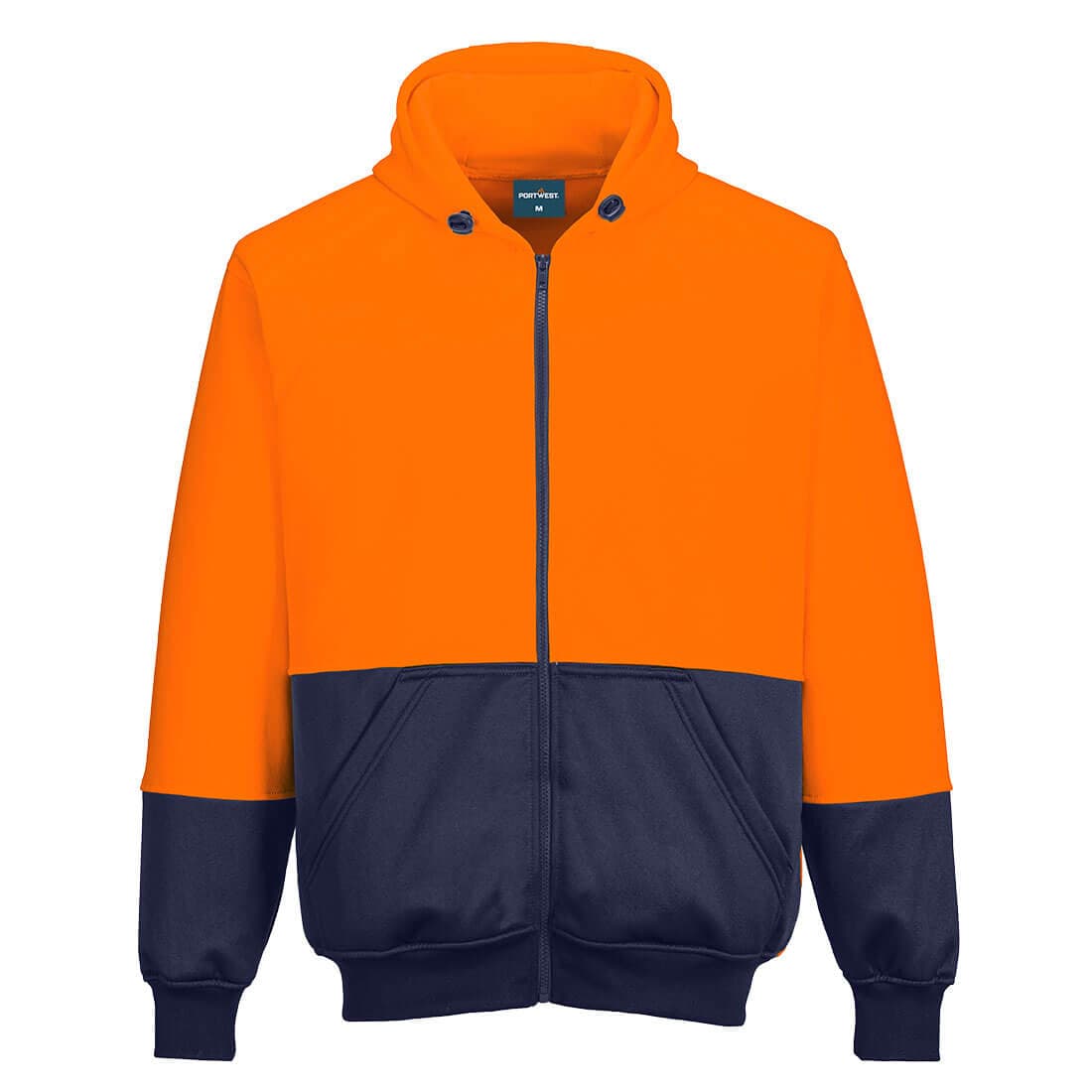 Portwest Hi-Vis Contrast Zipped Class D Hoodie (Orange/Navy)