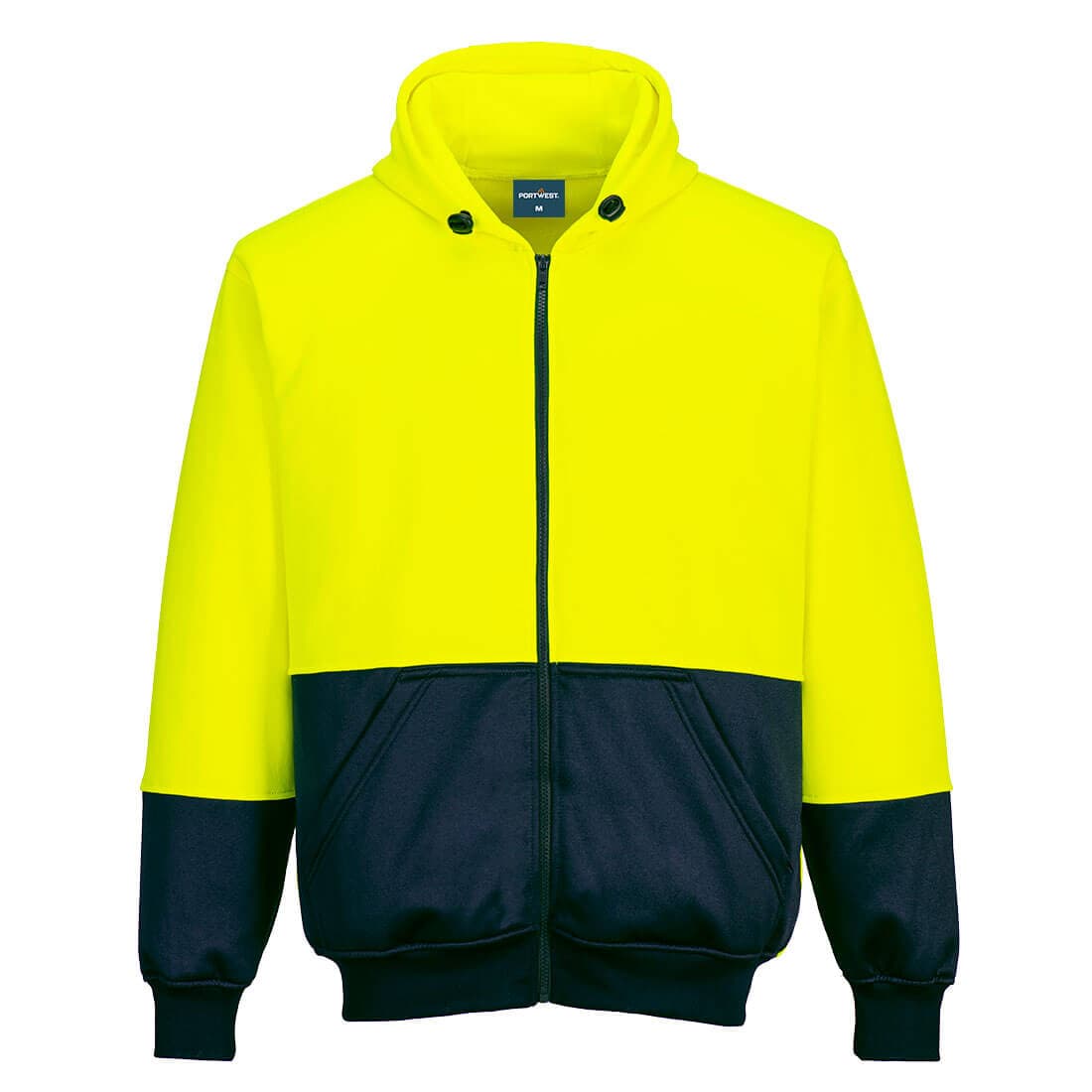 Portwest Hi-Vis Contrast Zipped Class D Hoodie (Yellow/Navy)