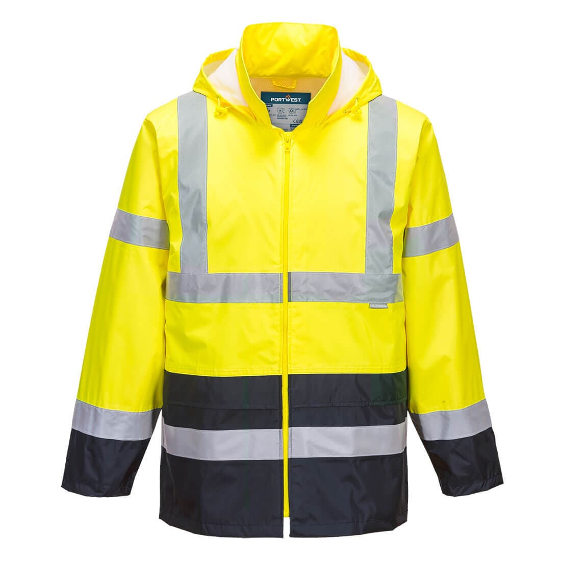 Portwest Hi-Vis Contrast Rain Traffic Jacket  (Yellow/Navy)