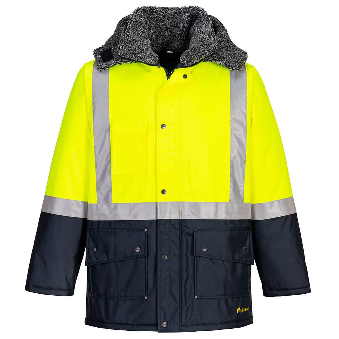 Portwest Huski Hi-Vis Contrast Freezer Jacket (Yellow/Navy)