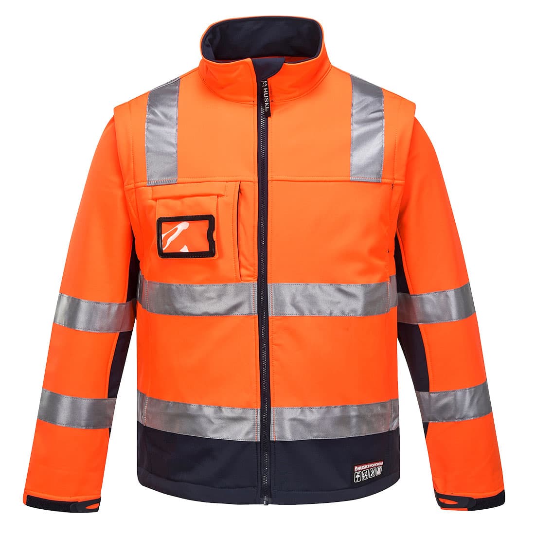 Portwest Huski Chassis Hi-Vis 2-in-1 Contrast Softshell 3L (Orange/Navy)