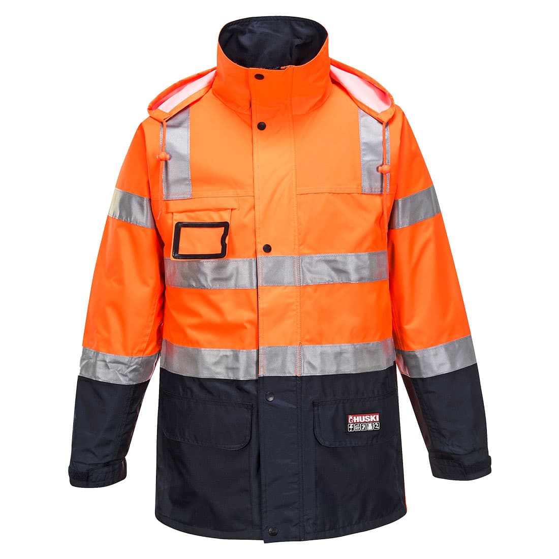 Portwest Huski Transit Hi-Vis Rain Jacket  (Orange/Navy)