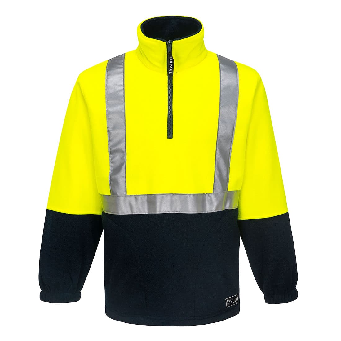 Portwest Huski Utility Hi-Vis Contrast 1/4 Zip Polar Fleece  (Yellow/Navy)