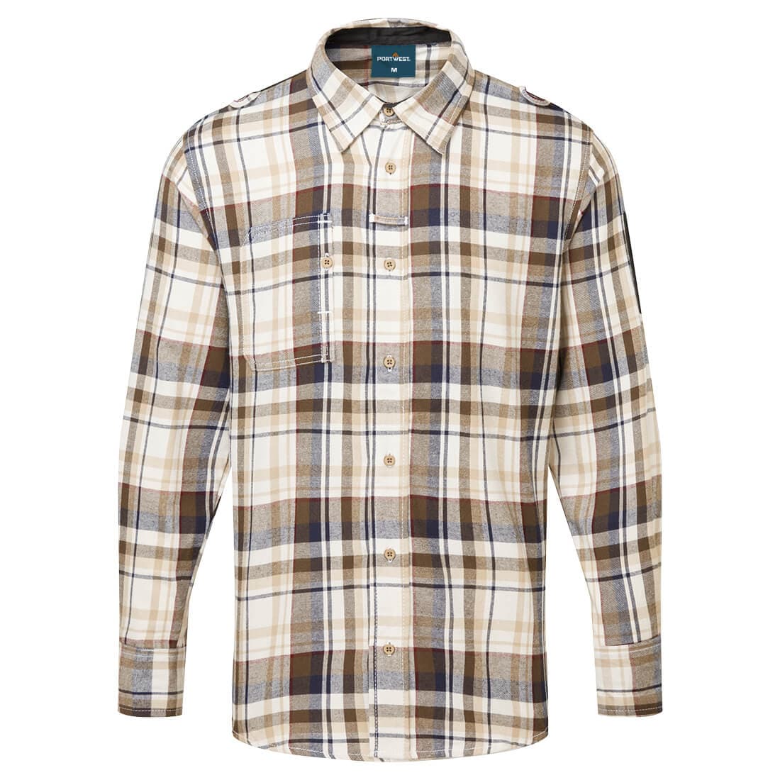Portwest KX3 Check Flannel Shirt (Brown Check)