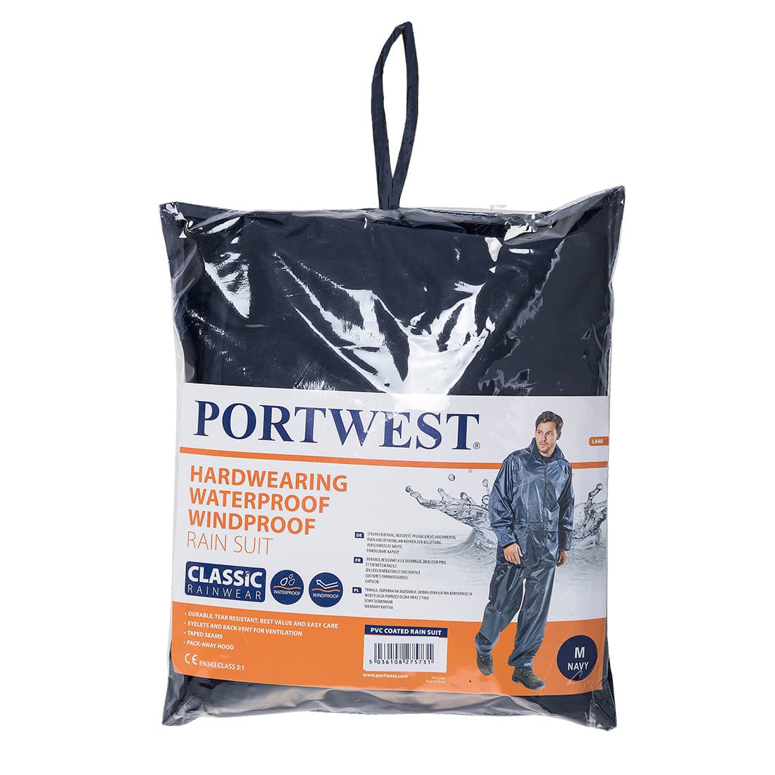 Portwest Essentials Rainsuit (2 Piece Suit) (Navy)