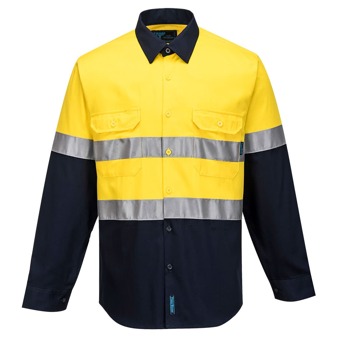 Portwest Hobart Hi-Vis Contrast Shirt L/S (Yellow/Navy)