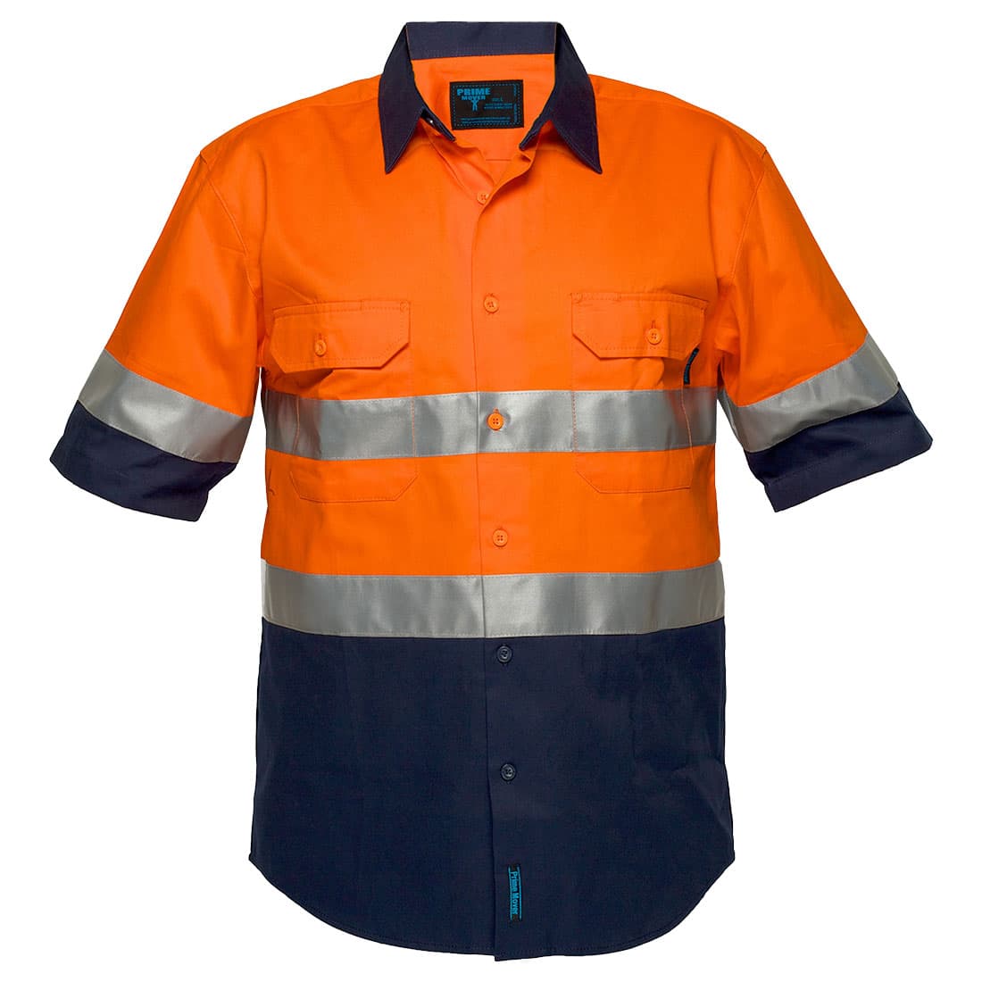 Portwest Hi-Vis Two Tone Regular Weight Short Sleeve Shirt with Tape (Orange/Navy)