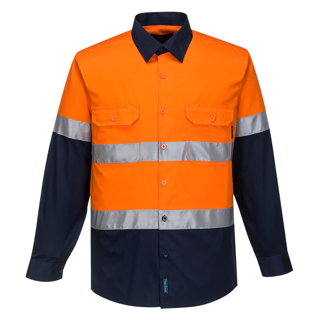 Portwest Hobart Hi-Vis Lightweight Contrast Shirt L/S  (Orange/Navy)