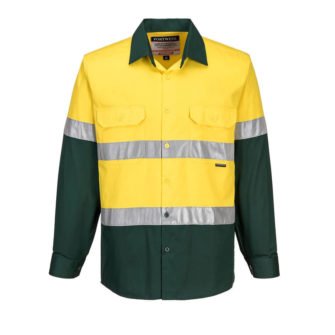 Portwest Hobart Hi-Vis Lightweight Contrast Shirt L/S  (Yellow/Green)