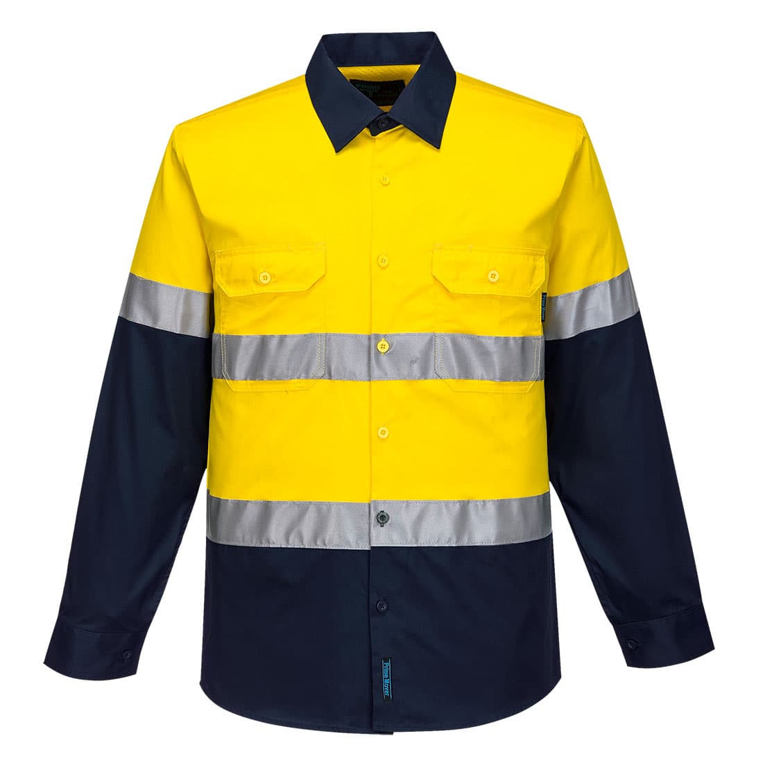 Portwest Hobart Hi-Vis Lightweight Contrast Shirt L/S  (Yellow/Navy)