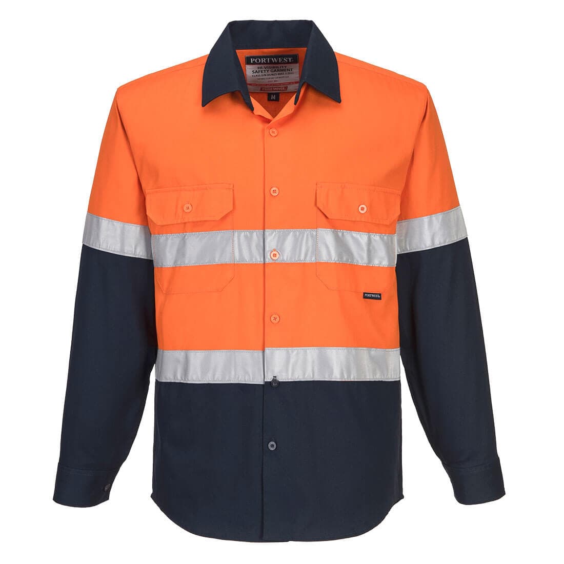 Portwest Industrial Hi-Vis Lightweight Contrast Shirt L/S (Orange/Navy)