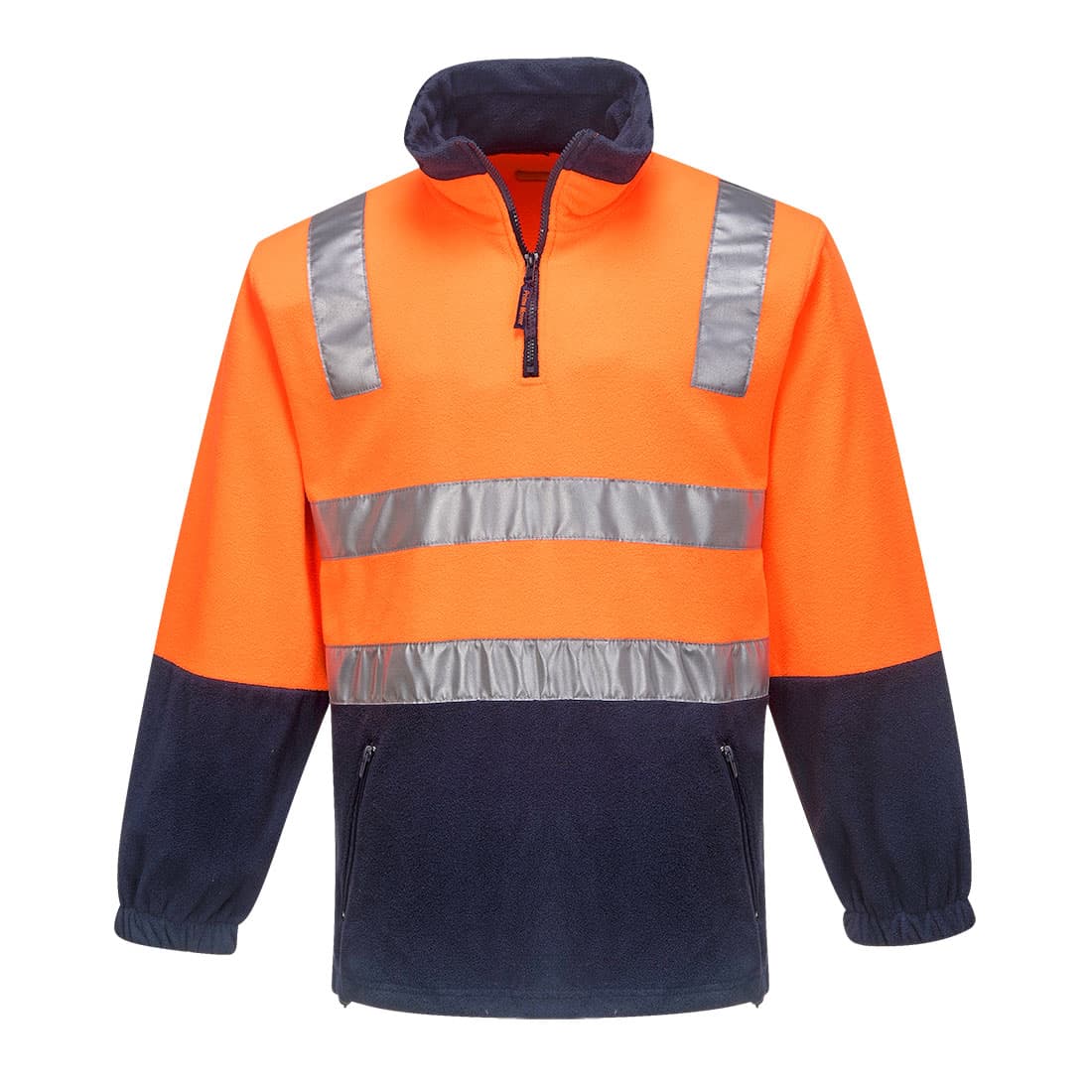 Portwest Hi-Vis Contrast 1/4 Zip Polar Fleece  (Orange/Navy)