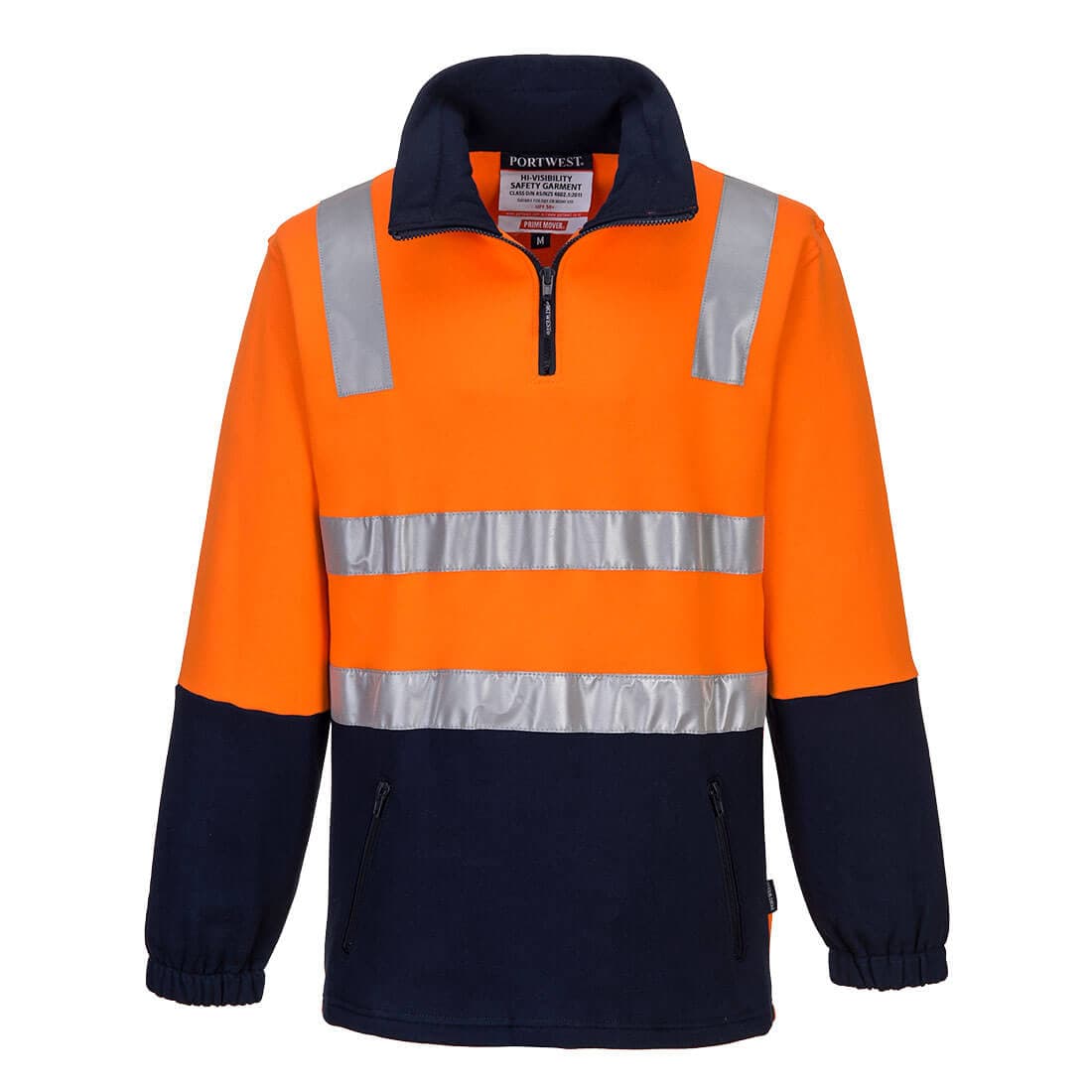 Portwest Hi-Vis Contrast 1/4 Zip Brush Fleece (Orange/Navy)