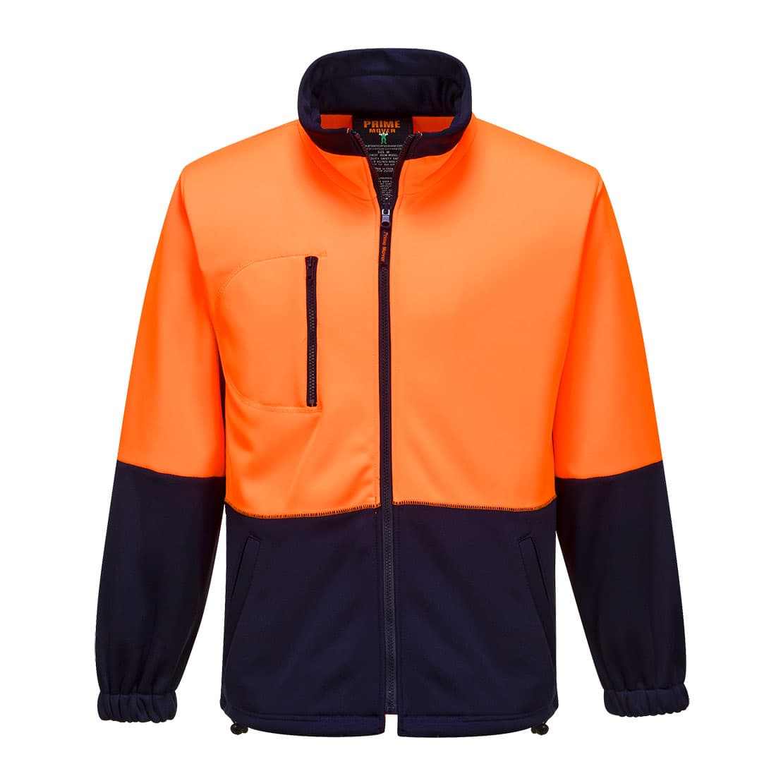 Portwest Hi-Vis Water Repellent Contrast Zipped Class D Brush Fleece (Orange/Navy)