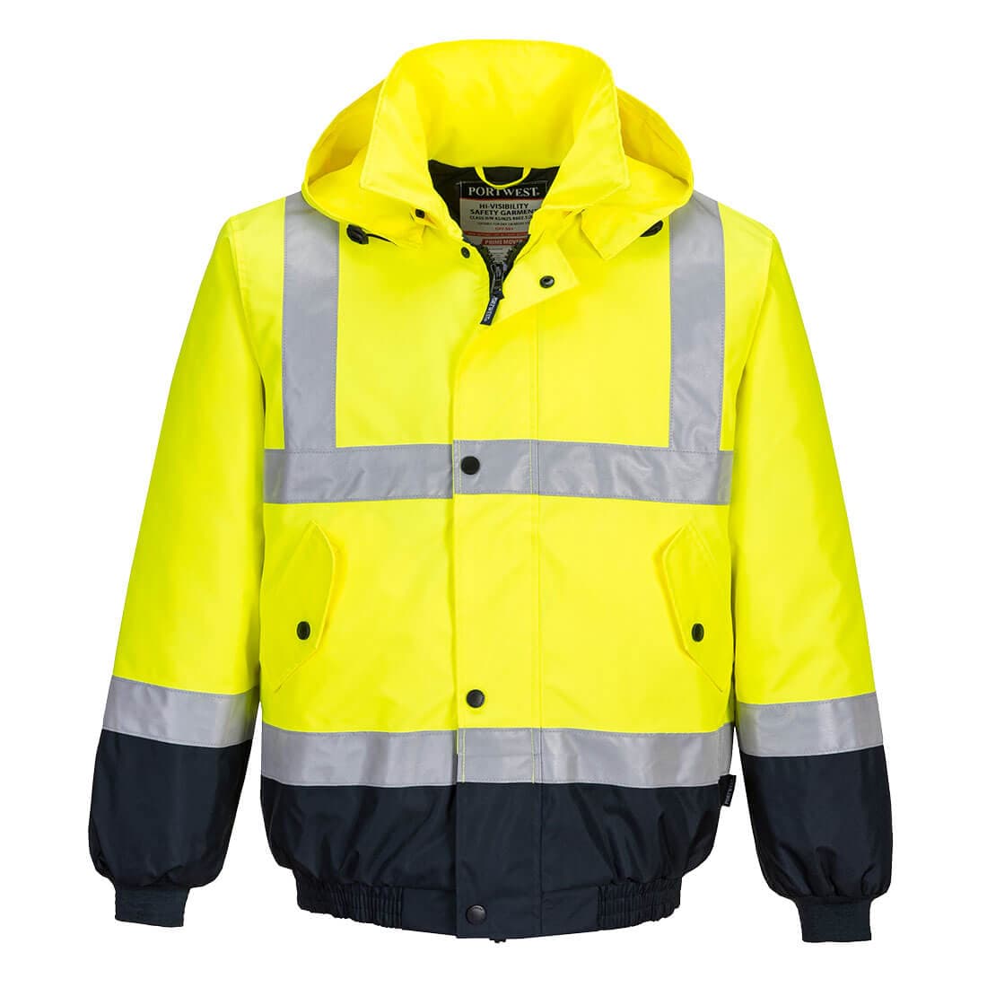 Portwest Hi-Vis Contrast Bomber Jacket U-Taped (Yellow/Navy)