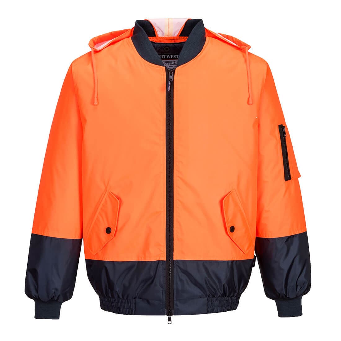 Portwest Hi-Vis Contrast Class D Bomber Jacket  (Orange/Navy)