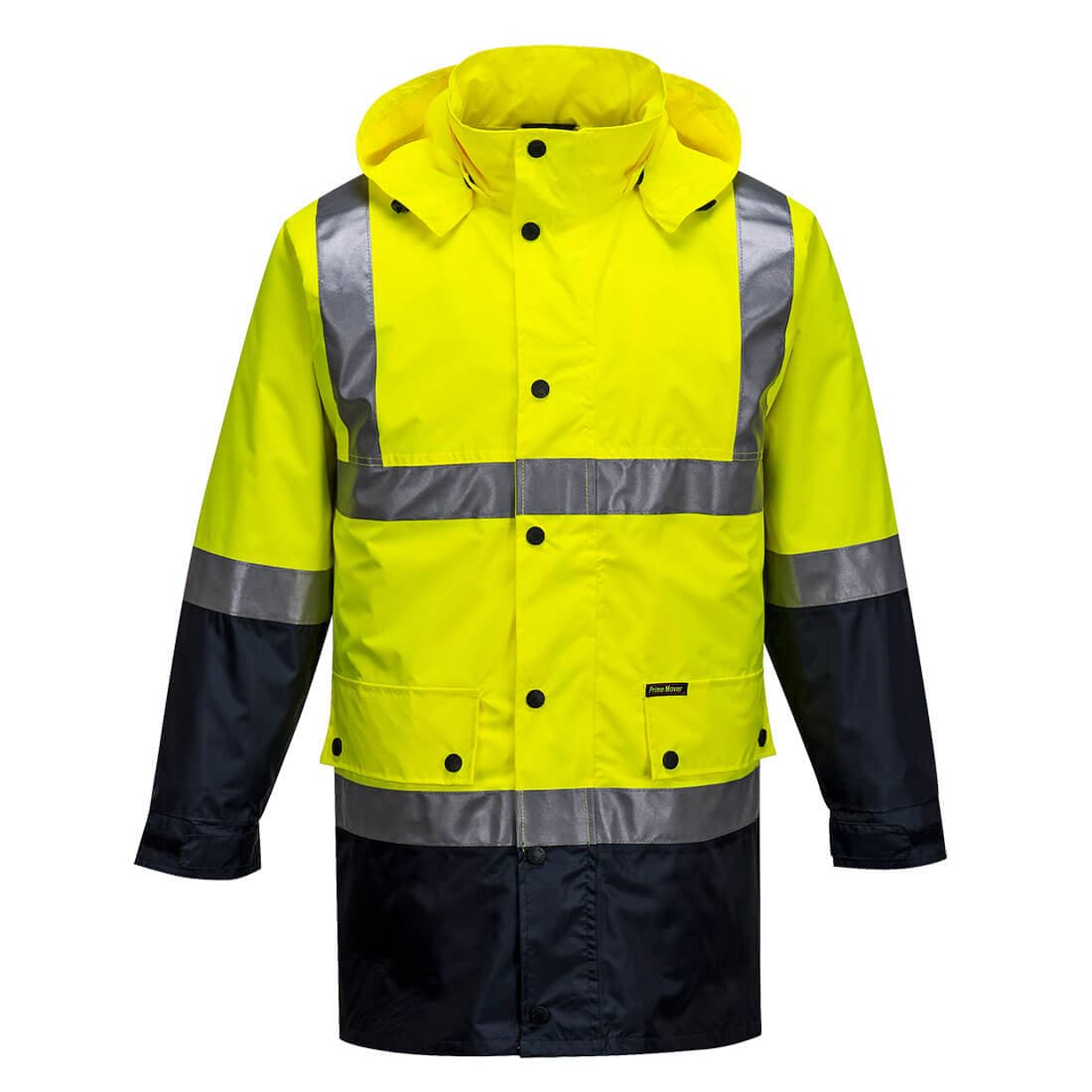 Portwest Eyre Hi-Vis Contrast Rain Traffic Jacket (Yellow/Navy)