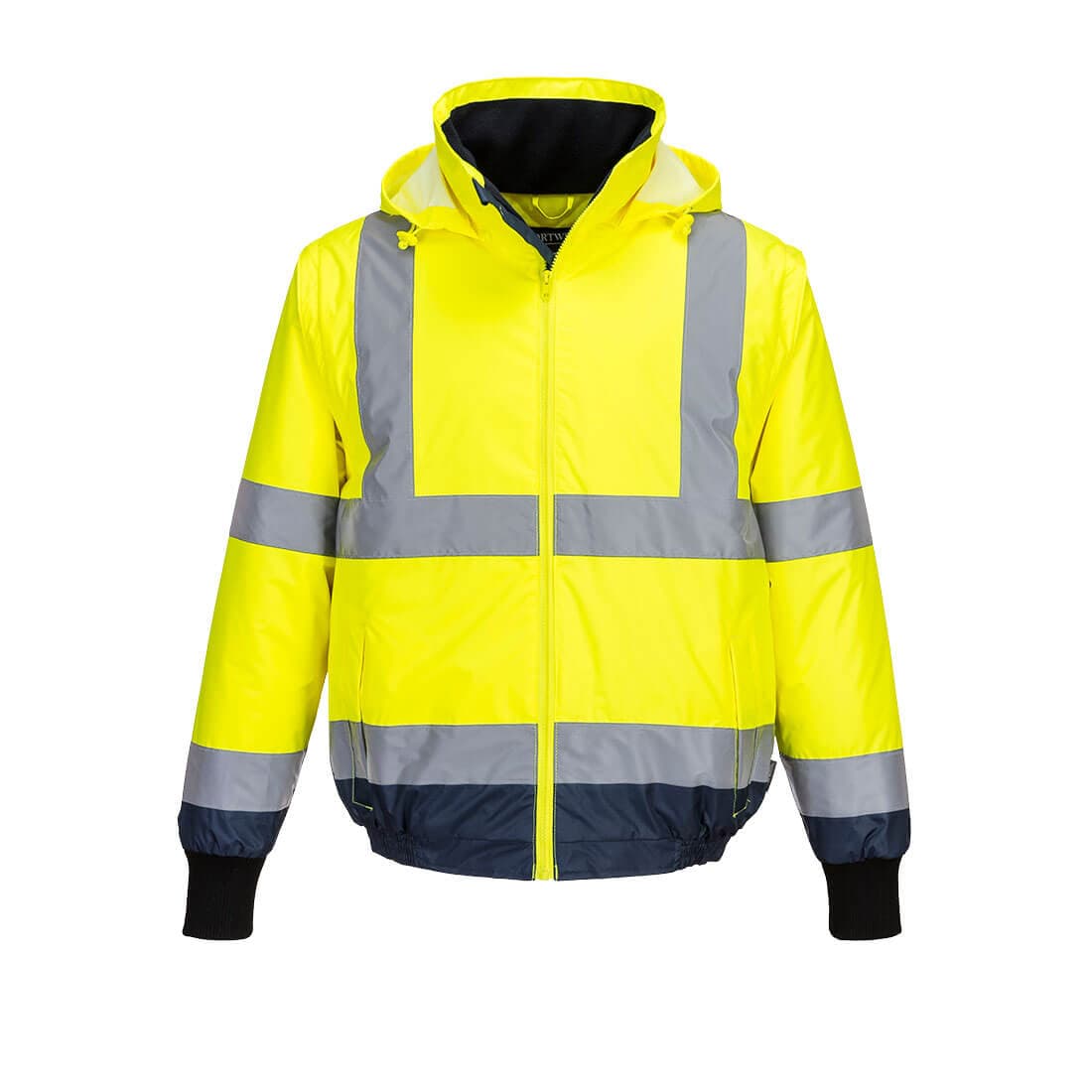 Portwest Hi-Vis 2-in-1 Contrast Essential Bomber Jacket  (Yellow/Navy)