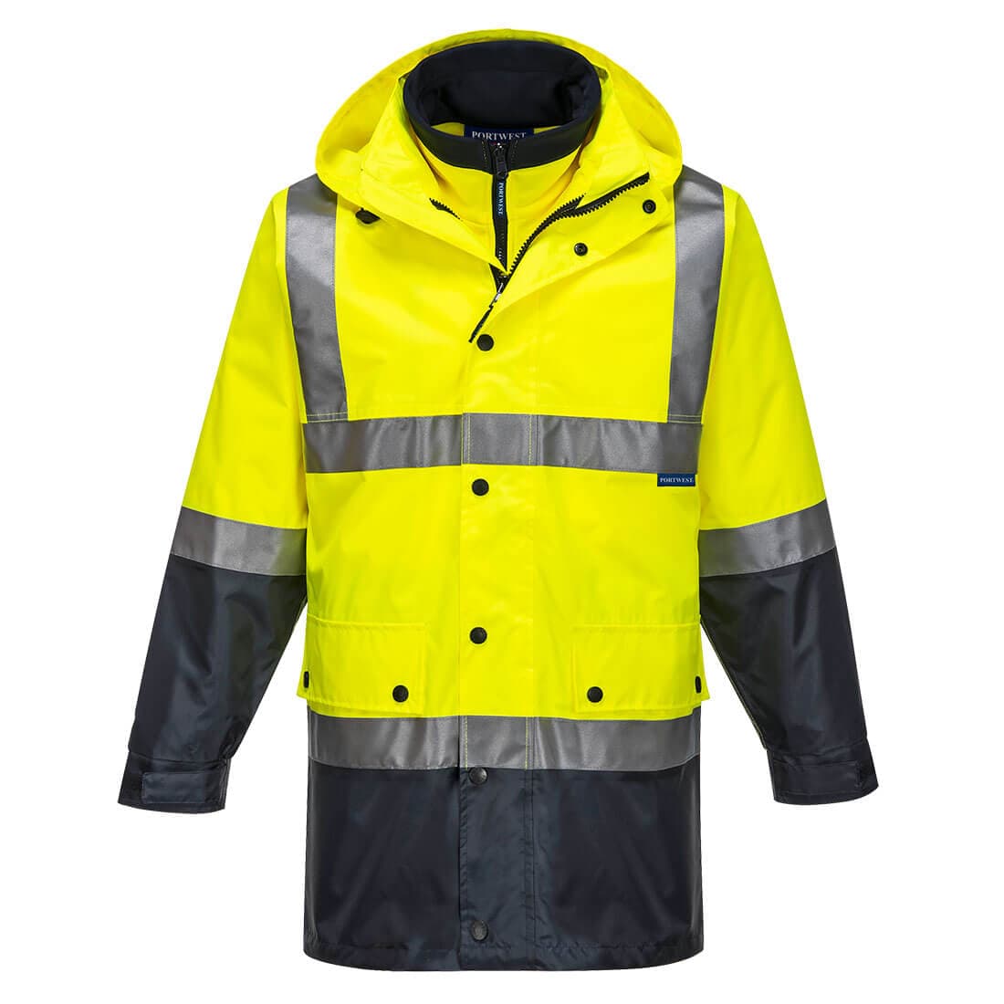 Portwest Eyre Hi-Vis 4-in-1 Contrast Jacket (Yellow/Navy)