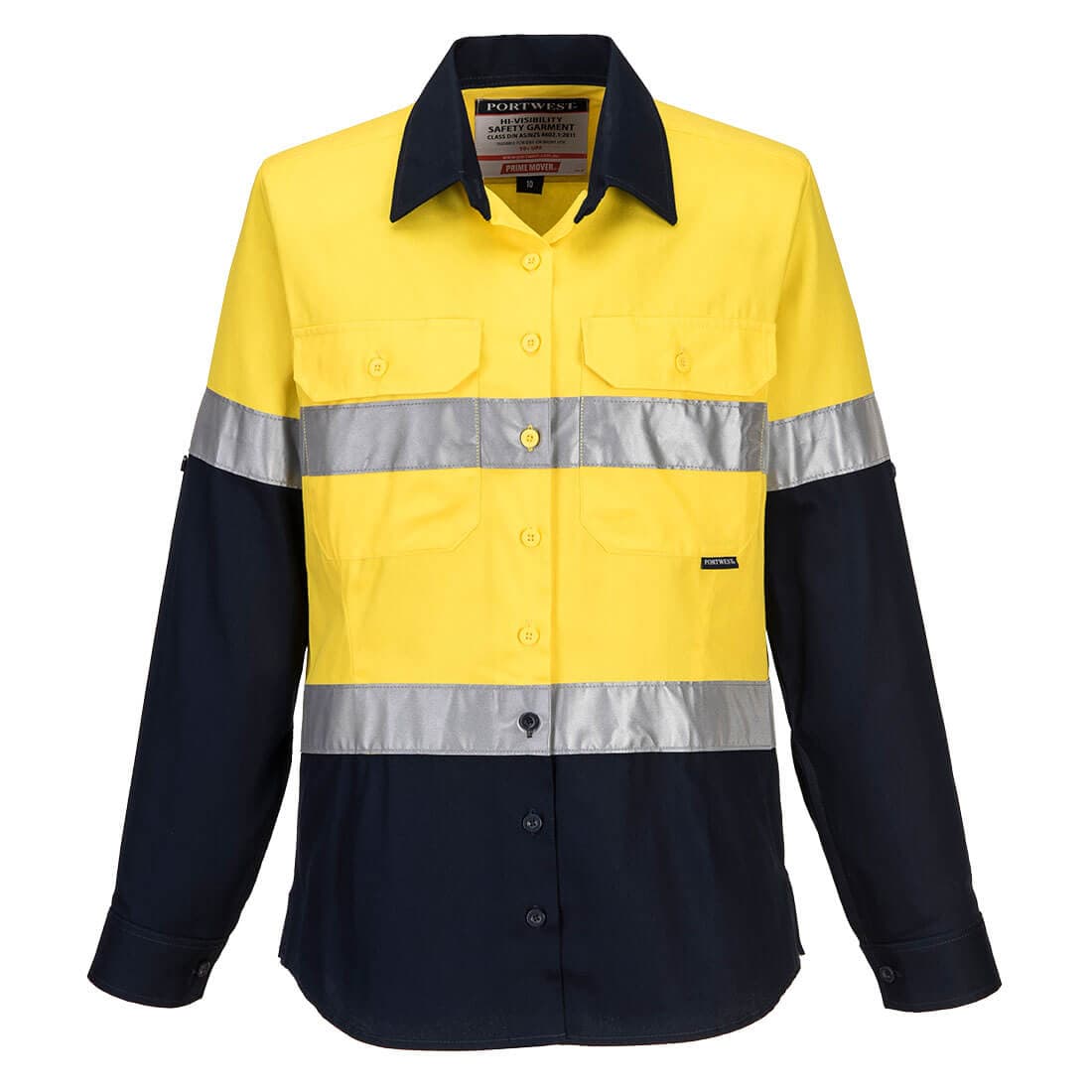 Portwest Hi-Vis Women's Contrast Shirt L/S (Yellow/Navy)