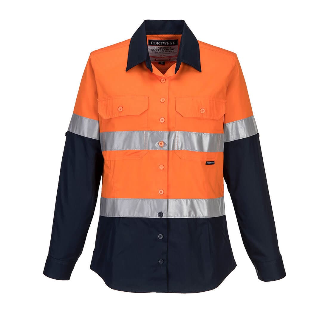 Portwest Hi-Vis Women's Lightweight Contrast Shirt L/S (Orange/Navy)