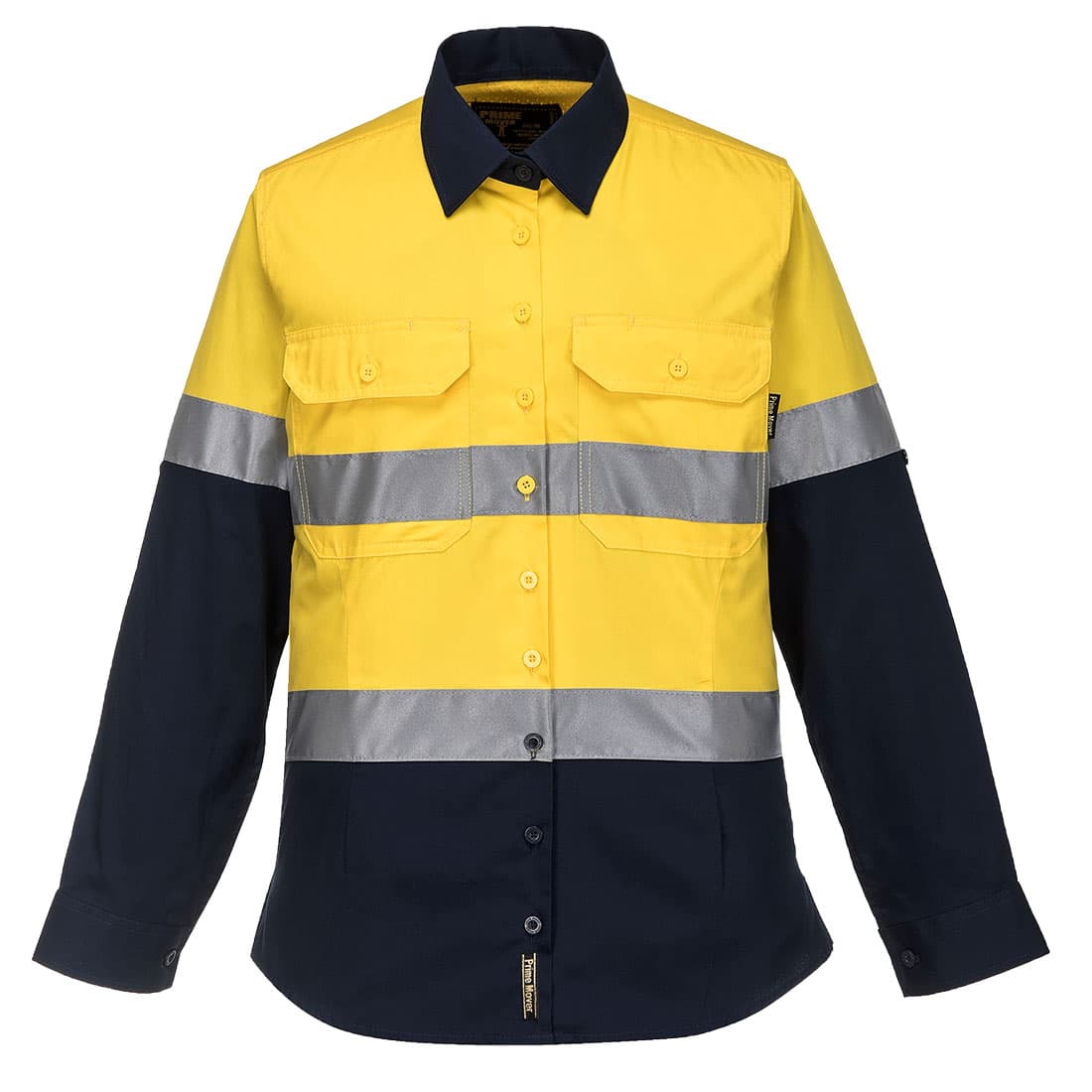 Portwest Hi-Vis Women's Lightweight Contrast Shirt L/S (Yellow/Navy)