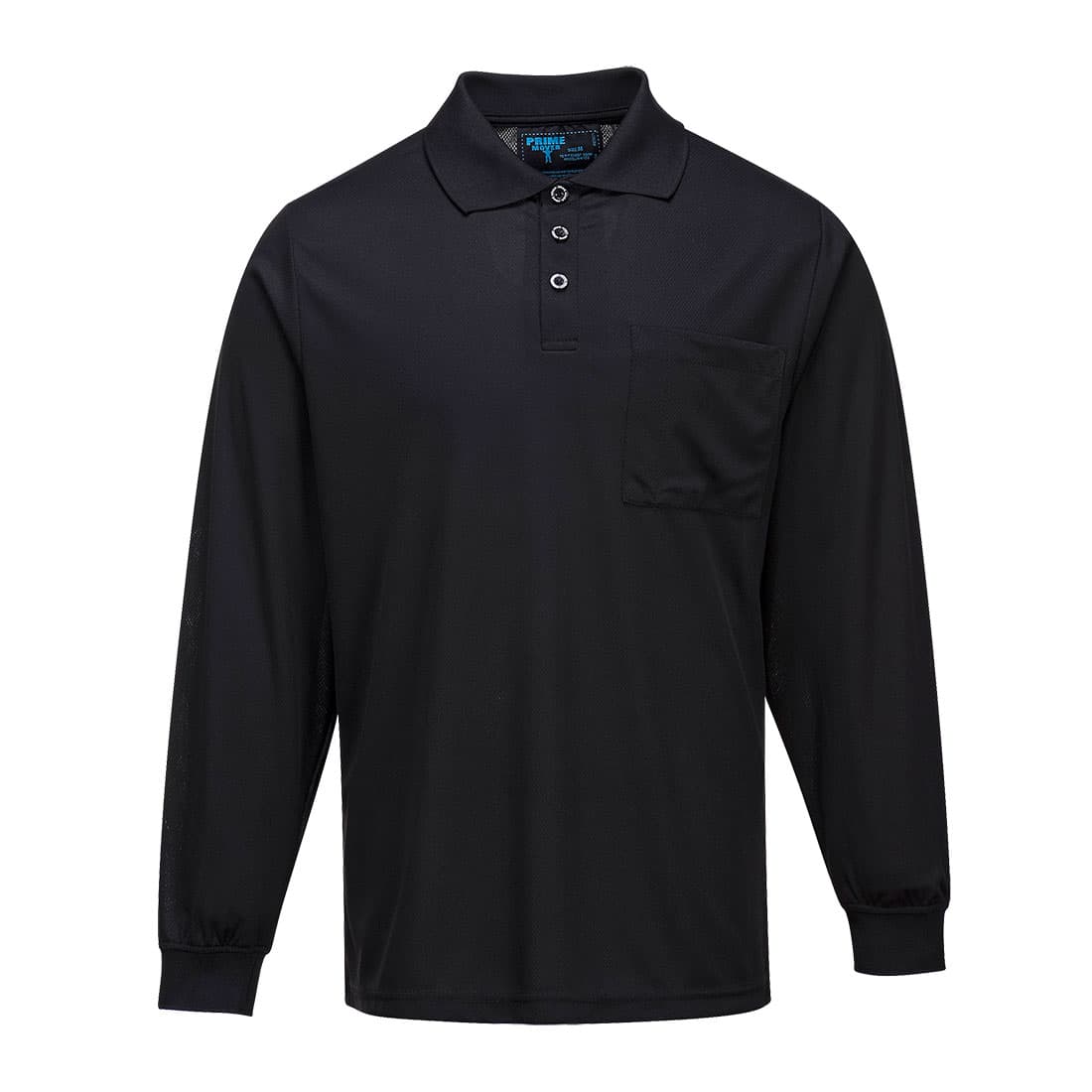 Portwest Long Sleeve Solid Colour Micro Mesh Polo (Black)