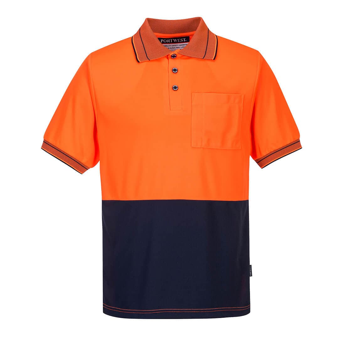 Portwest Hi-Vis Micro Mesh Polo Shirt S/S (Orange/Navy)