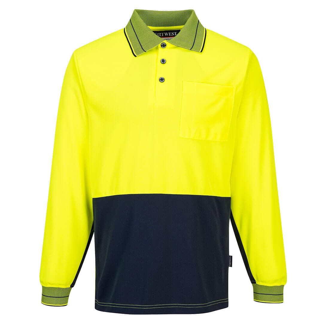 Portwest Micro Mesh Polo Shirt L/S (Yellow/Navy)