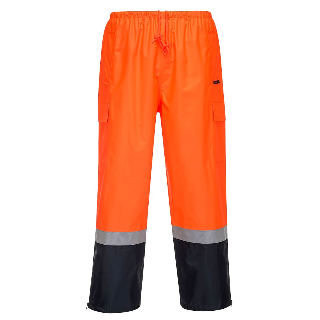 Portwest Hi-Vis Contrast Rain Pants With Pockets (Orange/Navy)