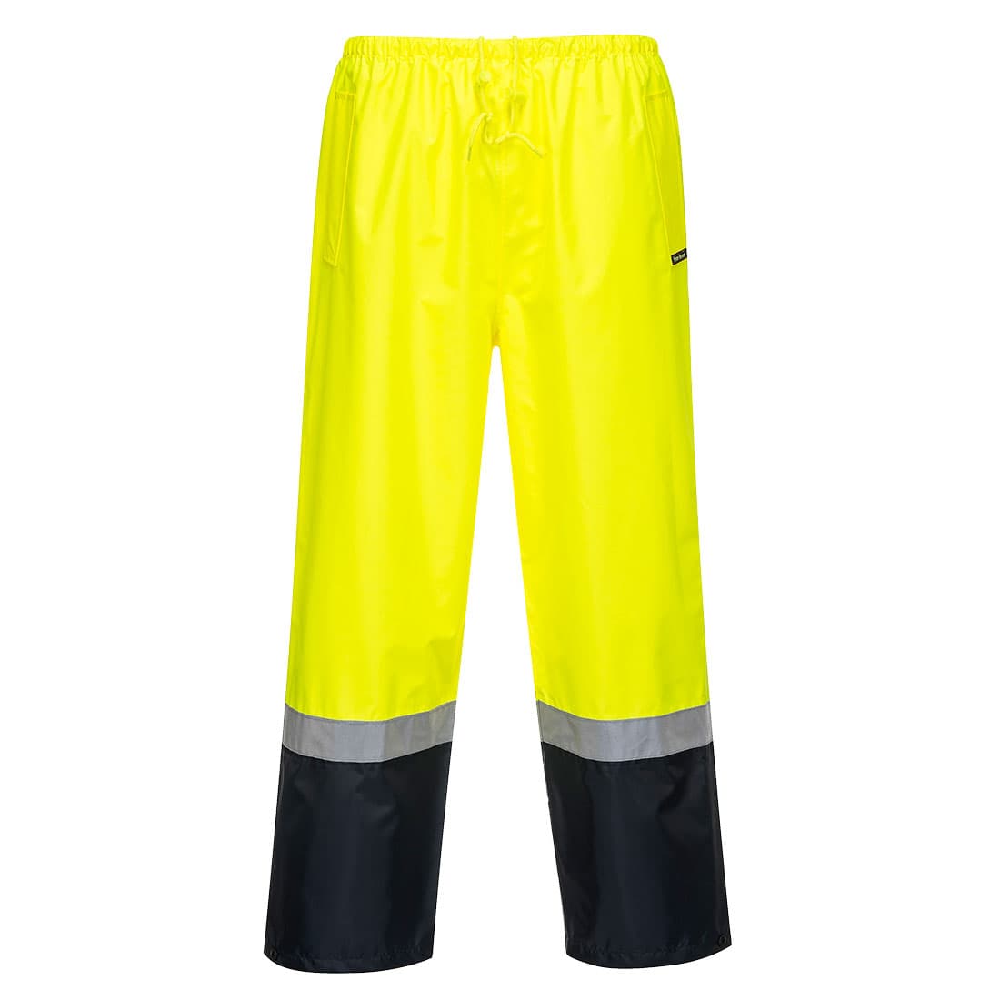 Portwest Hi-Vis Contrast Rain Pants Without Pockets (Yellow/Navy)