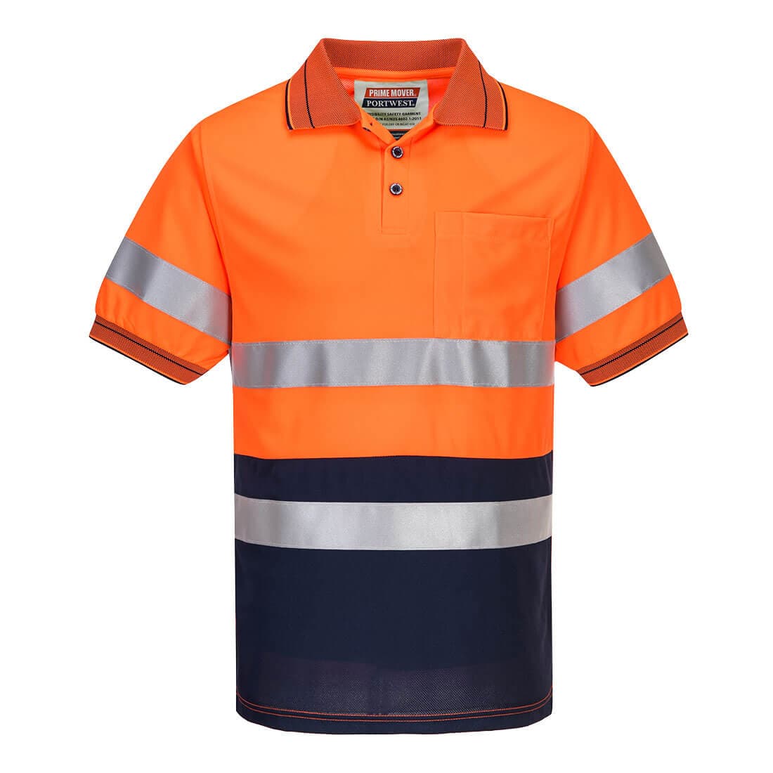 Portwest Hi-Vis Contrast Polo Shirt S/S  (Orange/Navy)