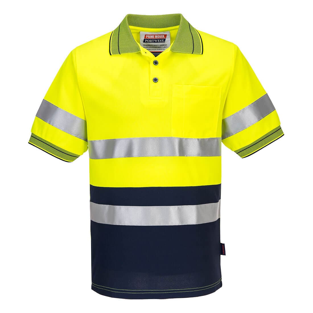 Portwest Hi-Vis Contrast Polo Shirt S/S  (Yellow/Navy)