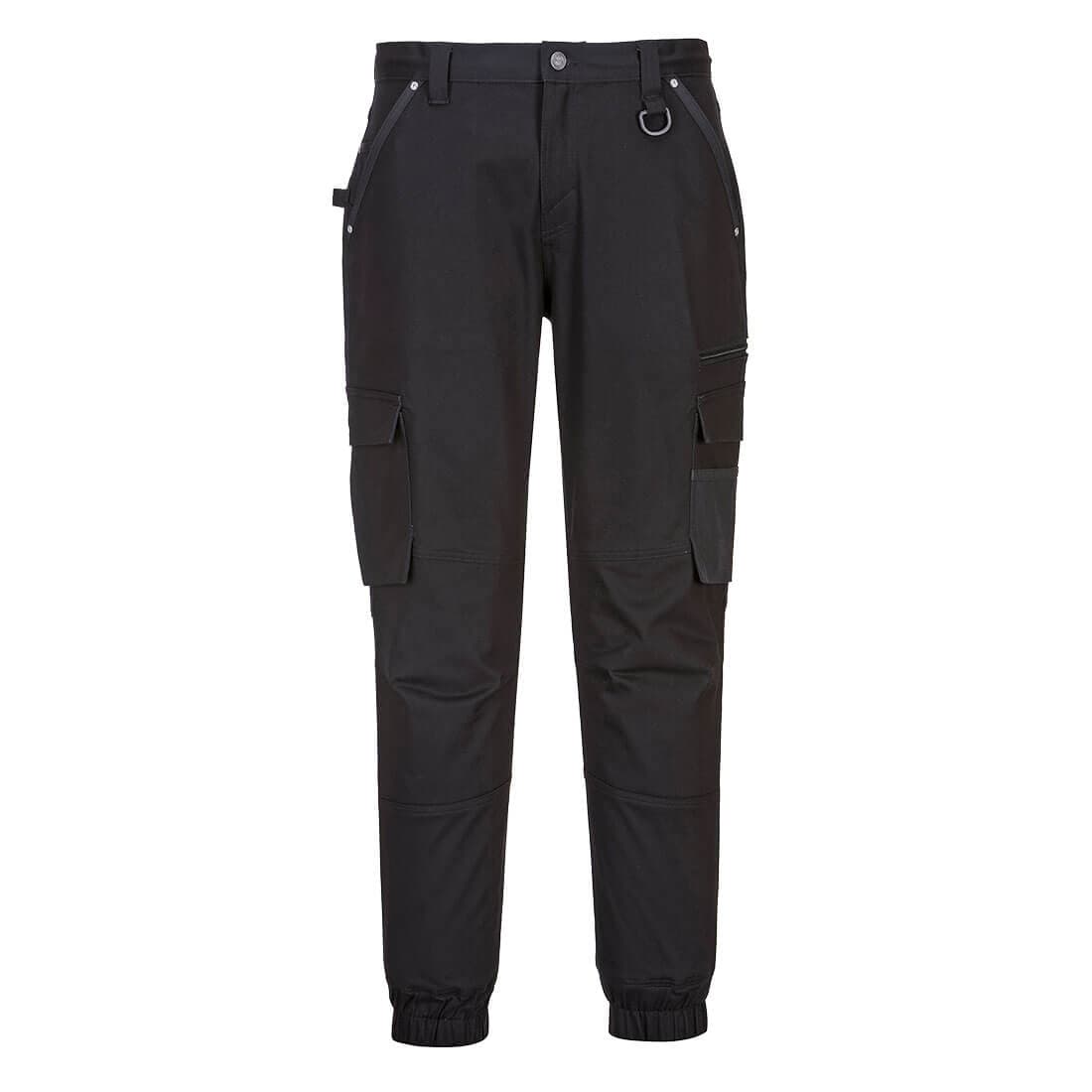 Portwest KX3 Stretch Slim Fit Cuffed Work Pants (Black)