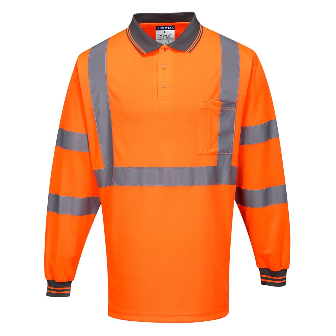 Portwest Hi-Vis X Back Polo Shirt L/S  (Orange)