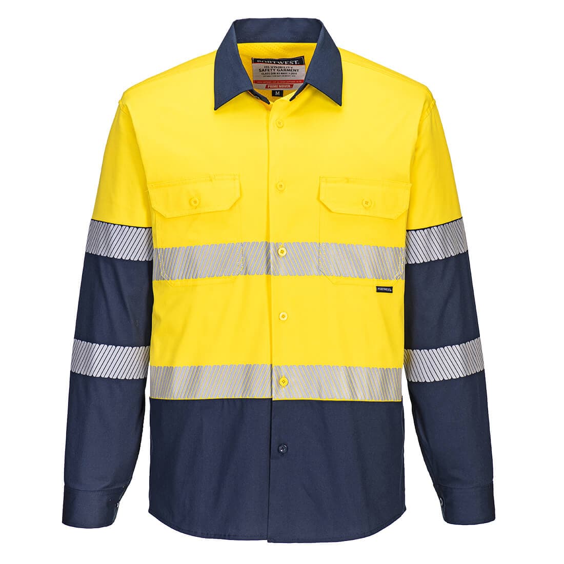 Portwest Hi-Vis Stretch Contrast Shirt L/S  (Yellow/Navy)
